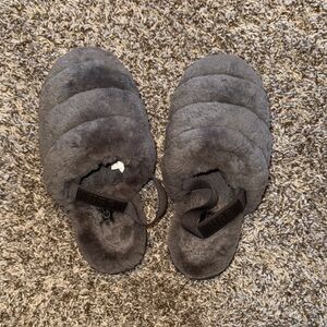 UGG Gray Fuzzy Slippers
